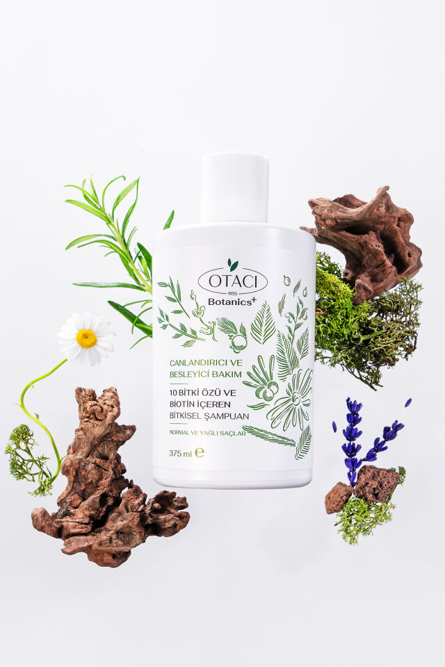 Otacı Botanics + Canlandırıcı & Besleyici Bakım - 10 Bitki Özü ve Biotin İçeren Bitkisel Şampuan