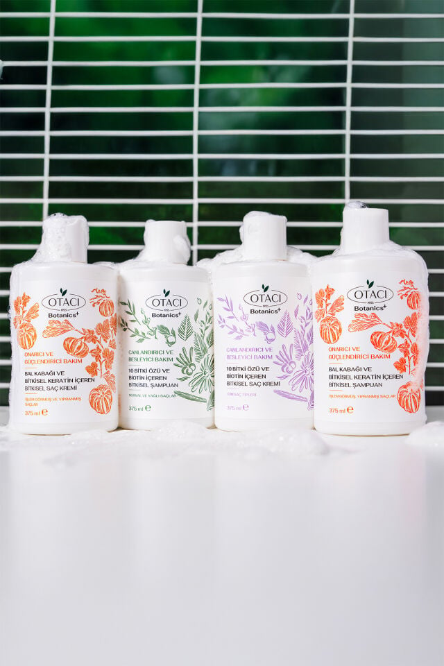 Otacı Botanics + Canlandırıcı & Besleyici Bakım - 10 Bitki Özü ve Biotin İçeren Bitkisel Şampuan