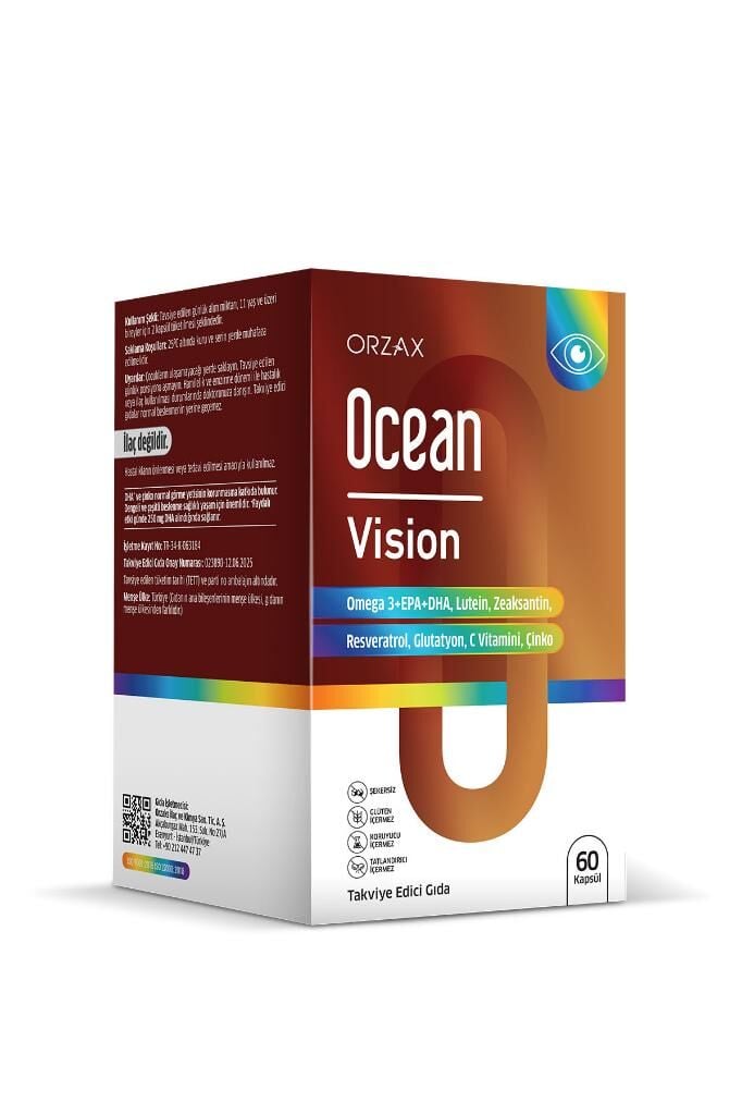 Ocean Ocean Vision Omega 3 + EPA & DHA, Lutein, Zeaksantin, Resveratrol, Glutatyon, C Vitamini, Çinko 60 Kapsül