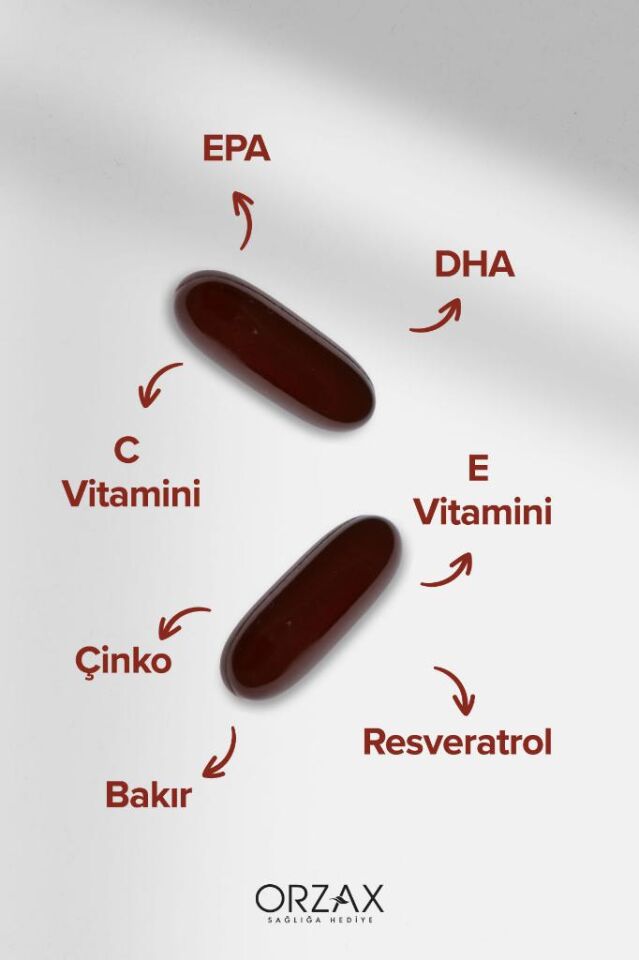 Ocean Ocean Vision Omega 3 + EPA & DHA, Lutein, Zeaksantin, Resveratrol, Glutatyon, C Vitamini, Çinko 60 Kapsül