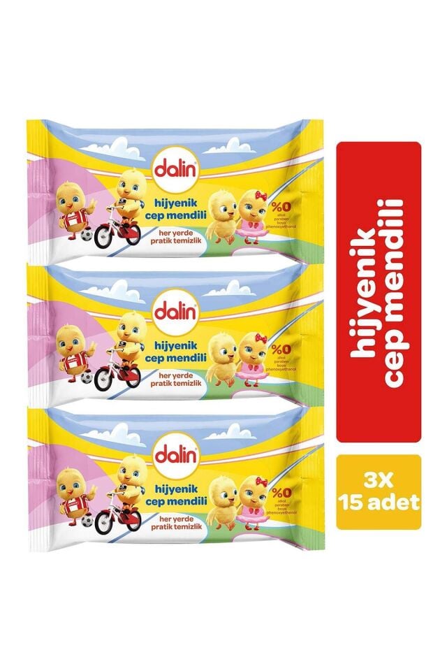 Dalin Hijyenik Islak Cep Mendil 15 Adet x 3