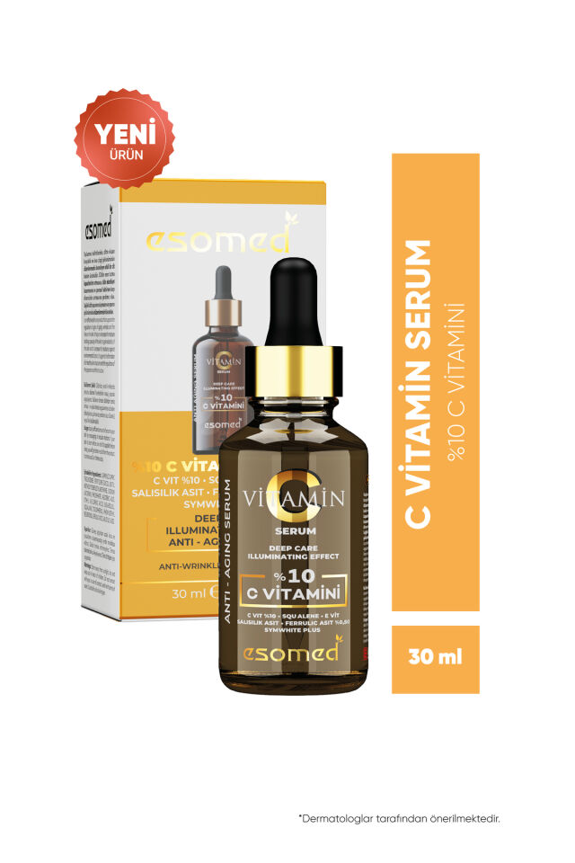 Esomed Kırışıklık Karşıtı C Vitamini Serum C VİT %10, SQUALENE, E VİT, SALİSİLİK ASİT, FERULİK ASİT %0,50